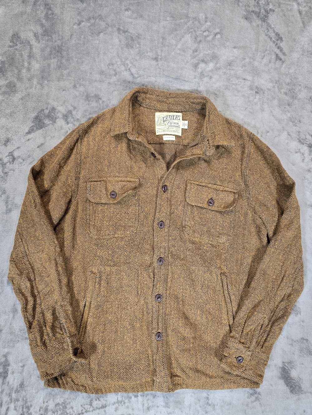 Grayers Outdoor Garments Cold Weather Rated Herringbone Button Up Shirt Size Med